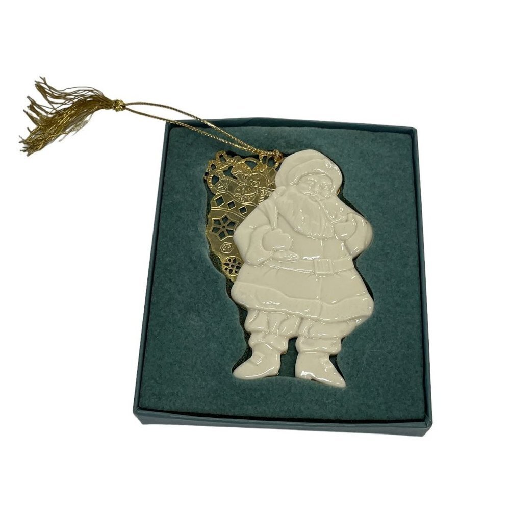 Lenox Santa Claus‎ Toy Bag Christmas Ornament Porcelain Gold Tone